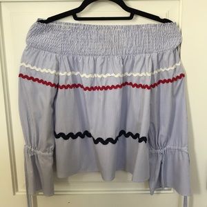 English Factory Striped Off Shoulder Top